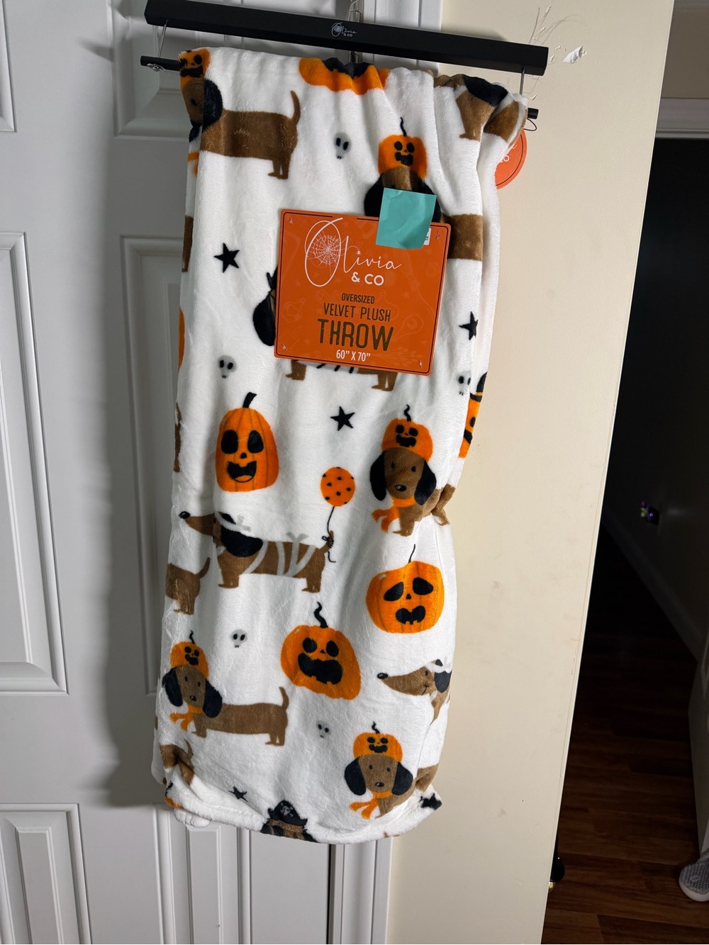 Olivia & Co. Oversized Velvet Plush Halloween Throw Blanket with Dachshunds